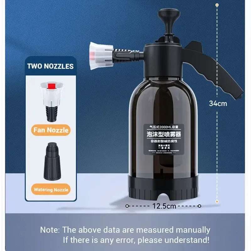 Car Wash Watering Can – Hand Pressed Foam Sprayer 2L Portable Spray Bottle - ZOOMNSTORE