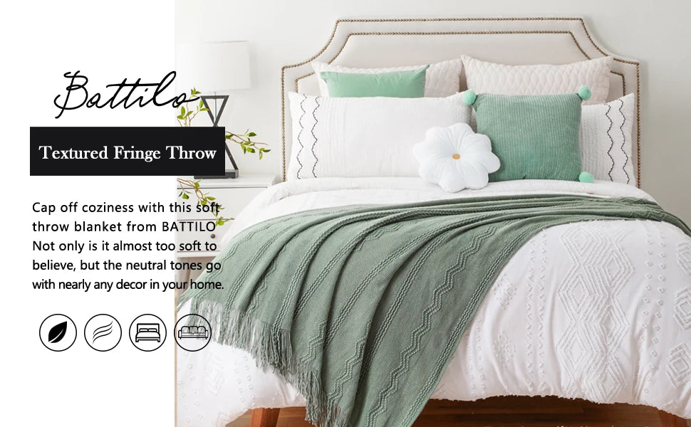 Caramel Knit Throw Blanket - Lightweight Plaid Blanket for Couch and Bed - ZOOMNSTORE