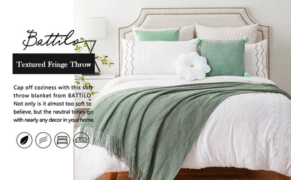 Caramel Knit Throw Blanket - Lightweight Plaid Blanket for Couch and Bed - ZOOMNSTORE