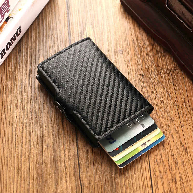 Carbon Fiber RFID Blocking Leather Wallet - Mens Credit Card Holder Case - ZOOMNSTORE