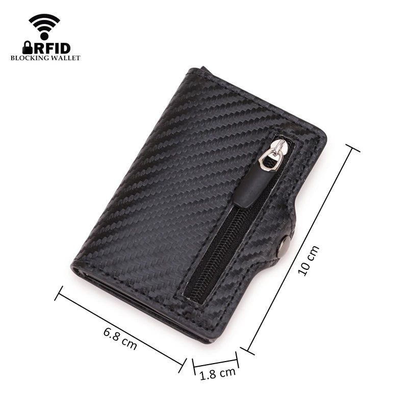 Carbon Fiber RFID Blocking Leather Wallet - Mens Credit Card Holder Case - ZOOMNSTORE