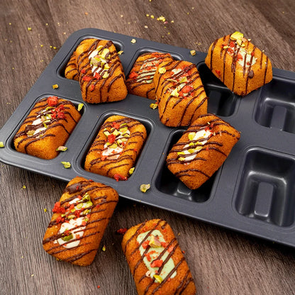 Carbon Steel Baking Pan – 8 Cavity Madeleine Cake Mold with Non-Stick Coating - ZOOMNSTORE