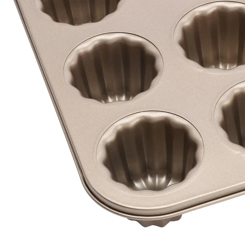Carbon Steel Cake Pan - 12 Cavity French Canele Mold Non-Stick Muffin Bakeware - ZOOMNSTORE