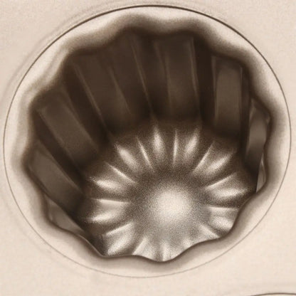 Carbon Steel Cake Pan - 12 Cavity French Canele Mold Non-Stick Muffin Bakeware - ZOOMNSTORE