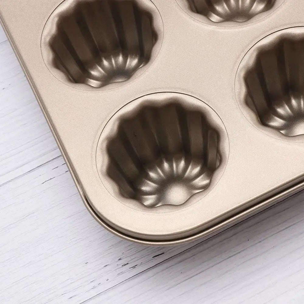 Carbon Steel Cake Pan - 12 Cavity French Canele Mold Non-Stick Muffin Bakeware - ZOOMNSTORE