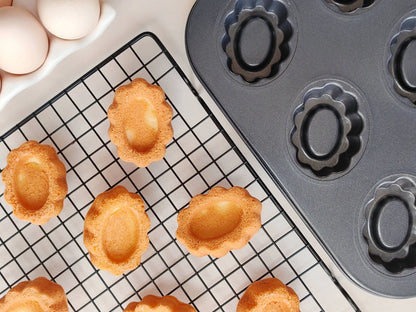 Carbon Steel Cake Pan - 6 Cavity Flower Muffin Mold Non Stick Durable Baking Tray - ZOOMNSTORE