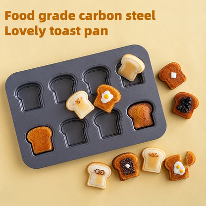 Carbon Steel Cake Pan | 8 Cavity Toast Bread Mold with Rolled Rim Edges & Eco Friendly Bakeware - ZOOMNSTORE