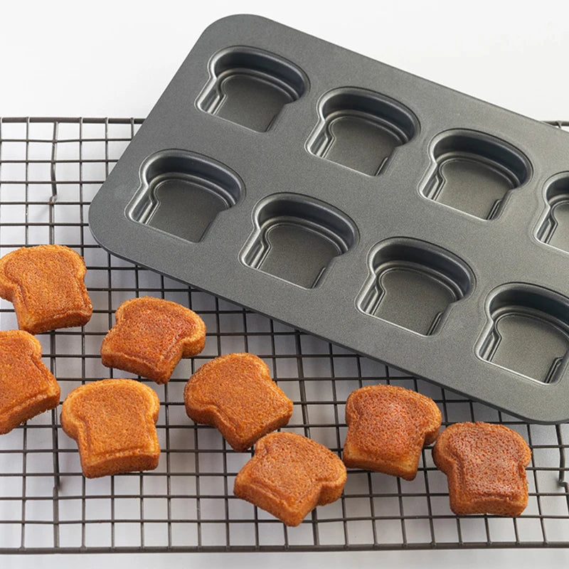 Carbon Steel Cake Pan | 8 Cavity Toast Bread Mold with Rolled Rim Edges & Eco Friendly Bakeware - ZOOMNSTORE