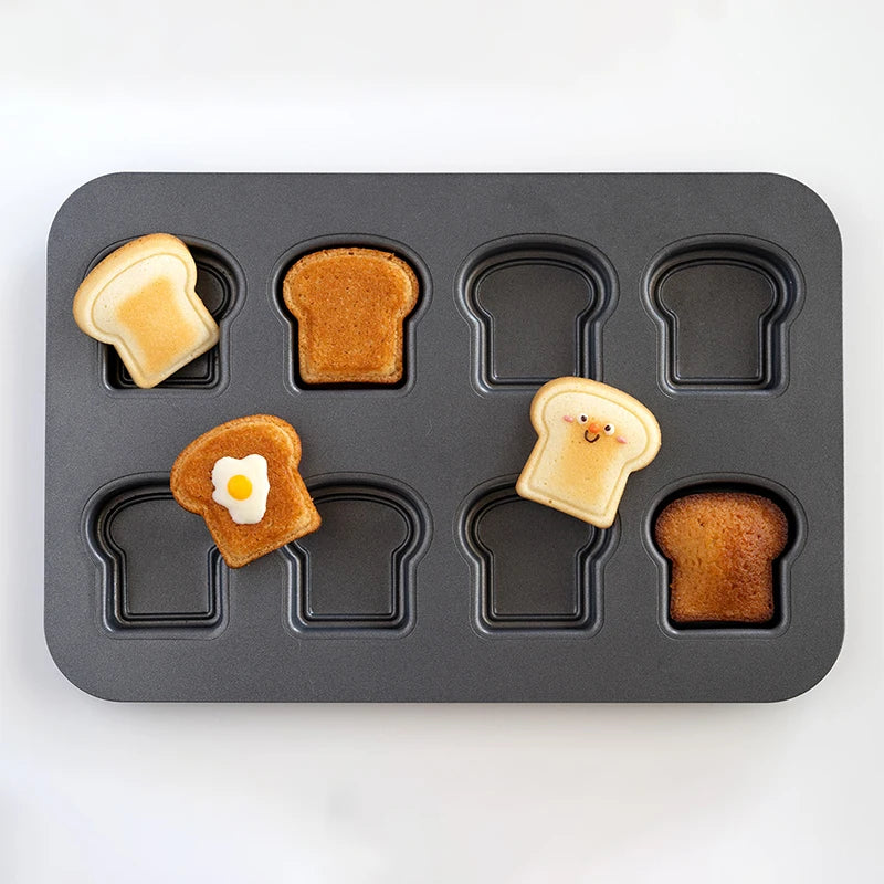 Carbon Steel Cake Pan | 8 Cavity Toast Bread Mold with Rolled Rim Edges & Eco Friendly Bakeware - ZOOMNSTORE