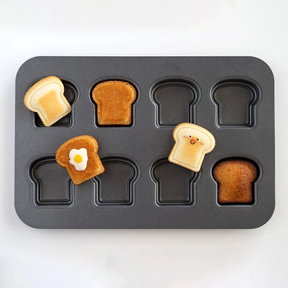 Carbon Steel Cake Pan | 8 Cavity Toast Bread Mold with Rolled Rim Edges & Eco Friendly Bakeware - ZOOMNSTORE