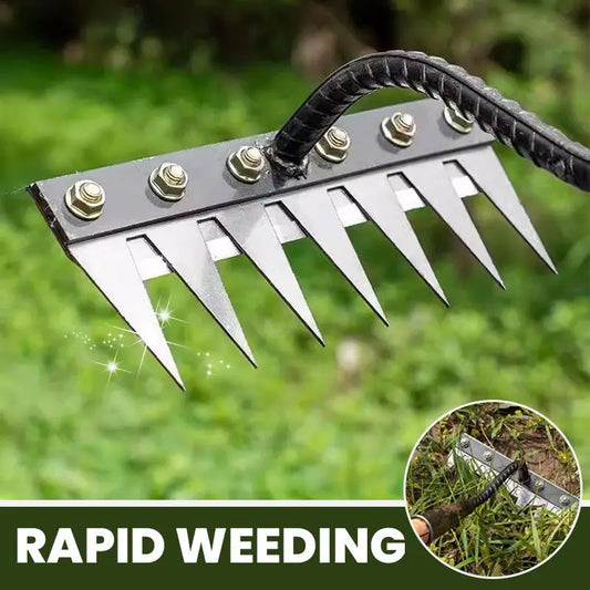 Carbon Steel Garden Hand Rake - 5678 Teeth Weeding Scarifier Tool - ZOOMNSTORE