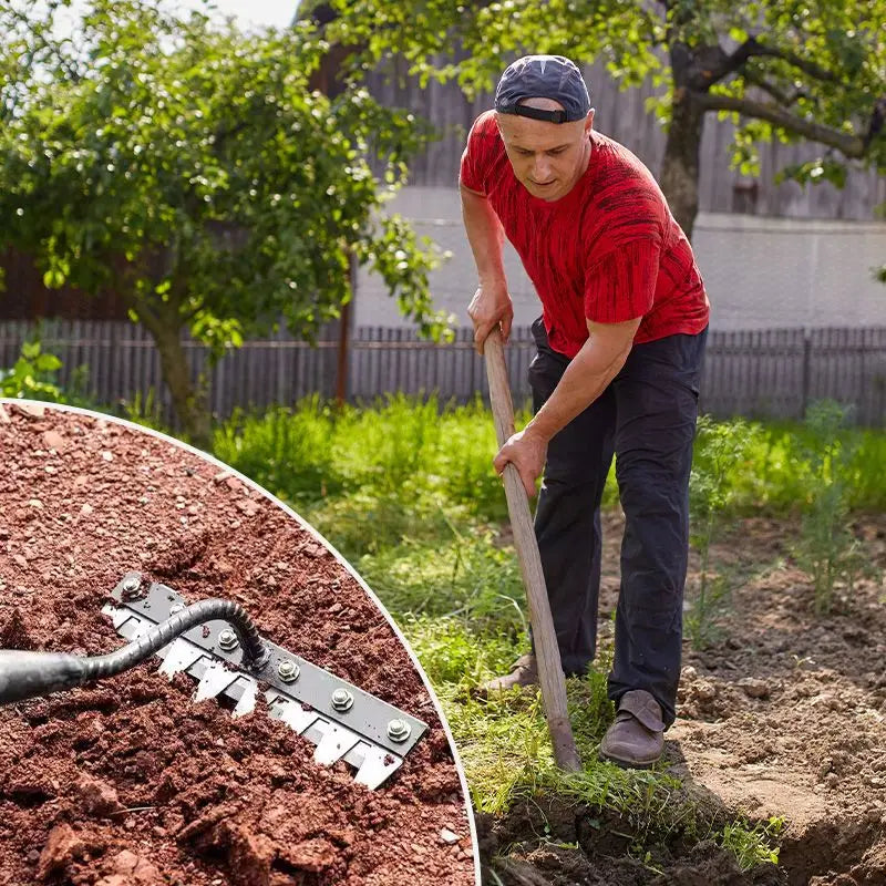 Carbon Steel Garden Hand Rake - 5678 Teeth Weeding Scarifier Tool - ZOOMNSTORE