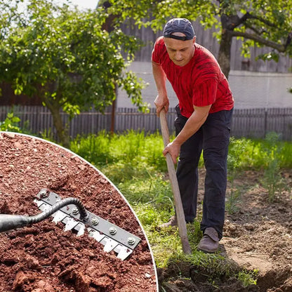 Carbon Steel Garden Hand Rake - 5678 Teeth Weeding Scarifier Tool - ZOOMNSTORE