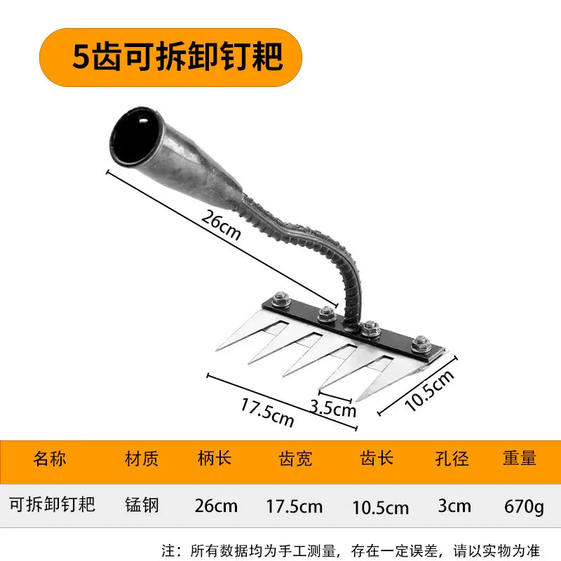 Carbon Steel Garden Hand Rake - 5678 Teeth Weeding Scarifier Tool - ZOOMNSTORE
