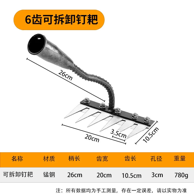 Carbon Steel Garden Hand Rake - 5678 Teeth Weeding Scarifier Tool - ZOOMNSTORE