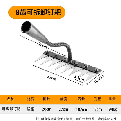 Carbon Steel Garden Hand Rake - 5678 Teeth Weeding Scarifier Tool - ZOOMNSTORE