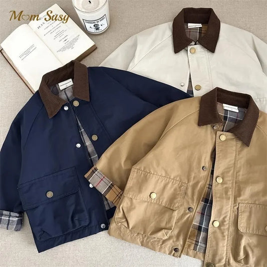 Cargo Trench Jacket for Baby  Toddler - Patchwork Spring Autumn Coat 1-10Y - ZOOMNSTORE
