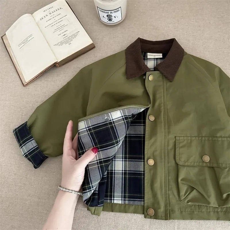 Cargo Trench Jacket for Baby  Toddler - Patchwork Spring Autumn Coat 1-10Y - ZOOMNSTORE