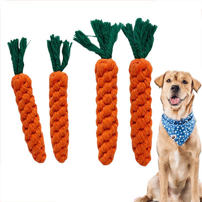 Durable Carrot Dog Chew Rope - Safe Braided Toy for Puppy Teeth Cleaning - ZOOMNSTORE