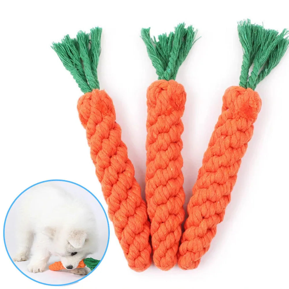 Durable Carrot Dog Chew Rope - Safe Braided Toy for Puppy Teeth Cleaning - ZOOMNSTORE