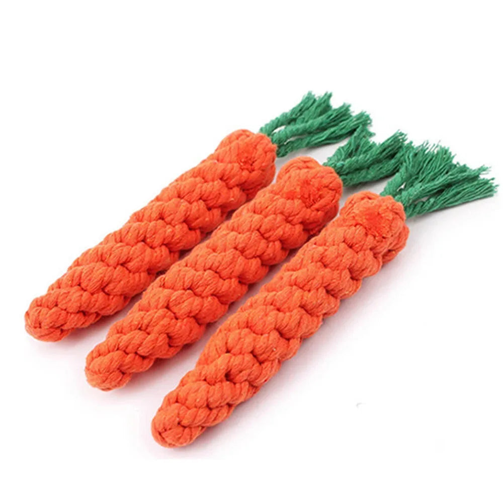 Durable Carrot Dog Chew Rope - Safe Braided Toy for Puppy Teeth Cleaning - ZOOMNSTORE