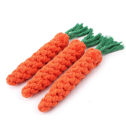 Durable Carrot Dog Chew Rope - Safe Braided Toy for Puppy Teeth Cleaning - ZOOMNSTORE