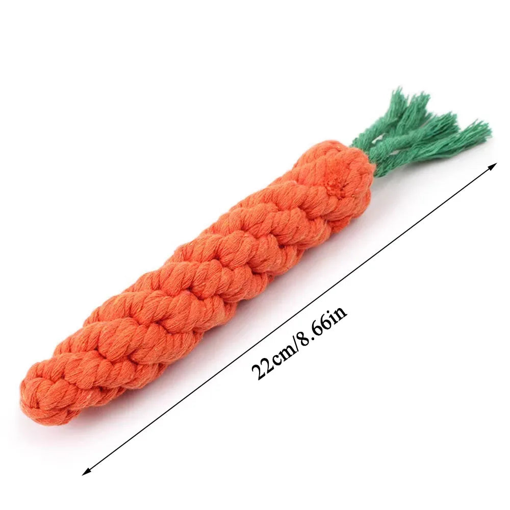 Durable Carrot Dog Chew Rope - Safe Braided Toy for Puppy Teeth Cleaning - ZOOMNSTORE
