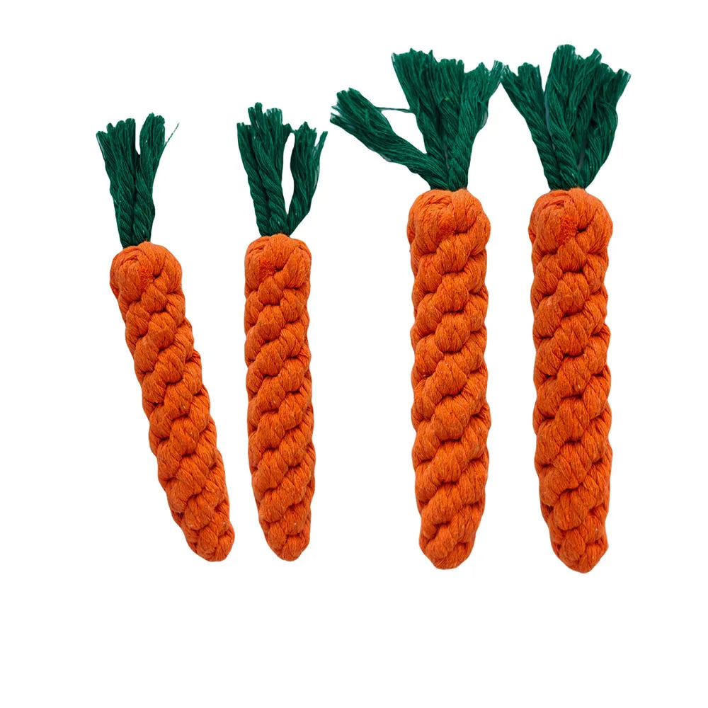 Durable Carrot Dog Chew Rope - Safe Braided Toy for Puppy Teeth Cleaning - ZOOMNSTORE