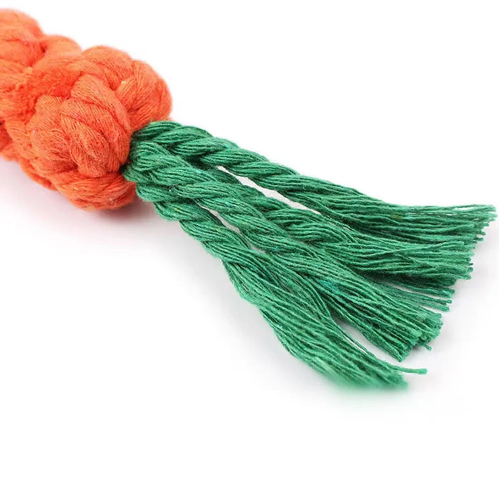 Durable Carrot Dog Chew Rope - Safe Braided Toy for Puppy Teeth Cleaning - ZOOMNSTORE