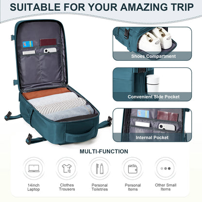 Travel Backpack - Waterproof Cabin Bag for Business  College Fits Ryanair Luggage 40x20x25 - ZOOMNSTORE