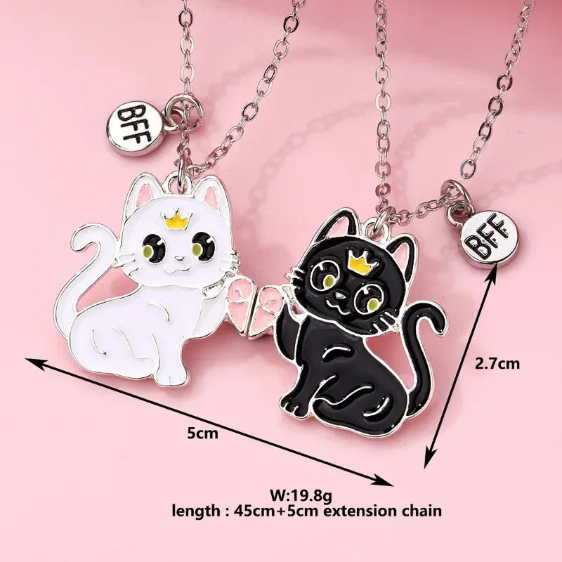Cartoon Animal Cat Best Friend Necklace Set - BFF Friendship Jewelry for Kids - ZOOMNSTORE