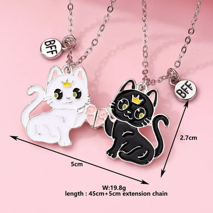 Cartoon Animal Cat Best Friend Necklace Set - BFF Friendship Jewelry for Kids - ZOOMNSTORE