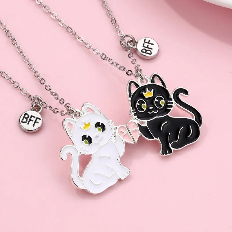 Cartoon Animal Cat Best Friend Necklace Set - BFF Friendship Jewelry for Kids - ZOOMNSTORE