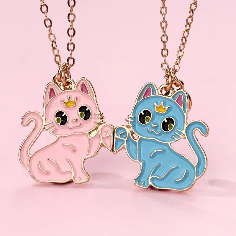 Cartoon Animal Cat Best Friend Necklace Set - BFF Friendship Jewelry for Kids - ZOOMNSTORE