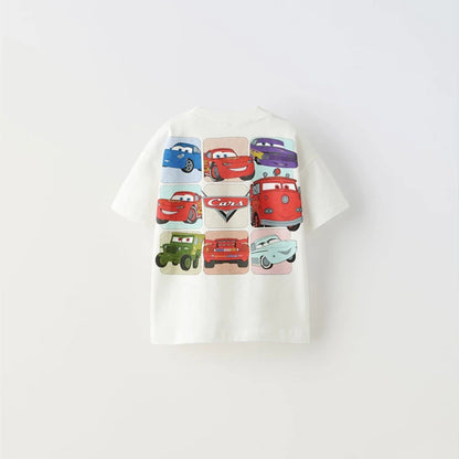 Cartoon Car Boys T-Shirt - Trendy Summer Short Sleeve Tee for Kids - ZOOMNSTORE
