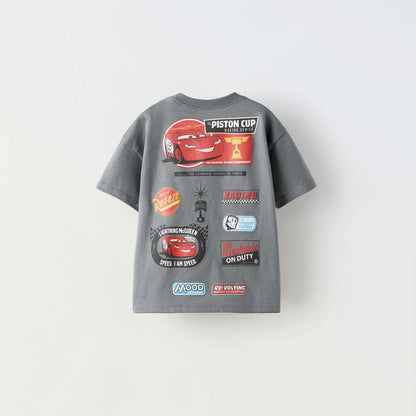 Cartoon Car Boys T-Shirt - Trendy Summer Short Sleeve Tee for Kids - ZOOMNSTORE