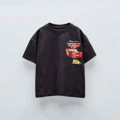 Cartoon Car Boys T-Shirt - Trendy Summer Short Sleeve Tee for Kids - ZOOMNSTORE