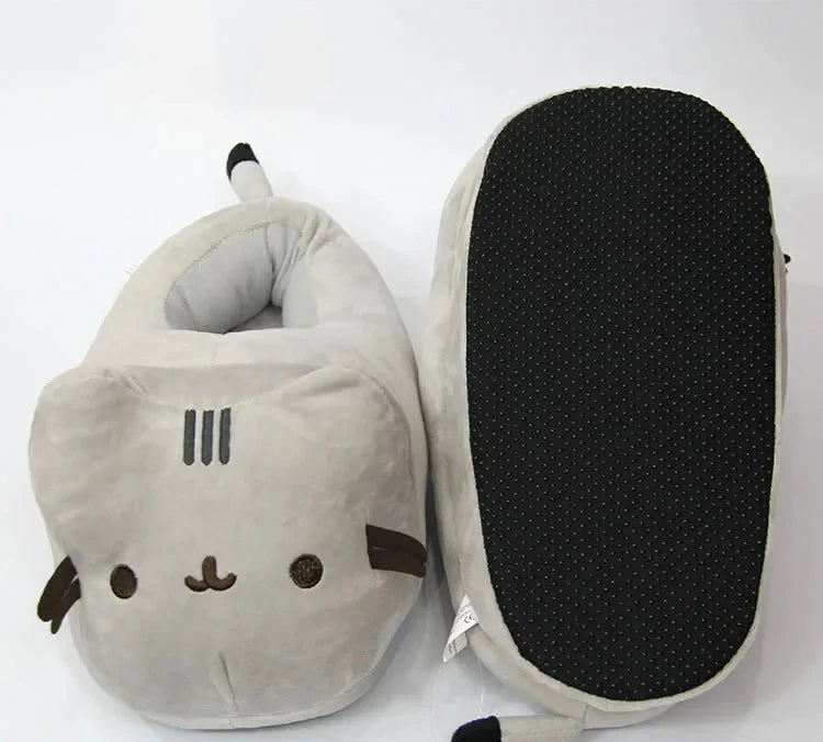 Cartoon Cat Slippers - Plush Winter Slides for Men and Women - ZOOMNSTORE