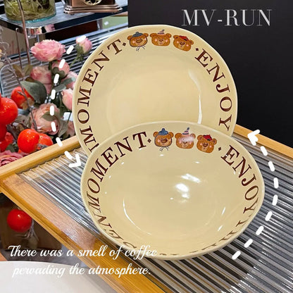 Korean Three Little Bear Cartoon Bowls - Cute Ceramic Tableware Set - ZOOMNSTORE