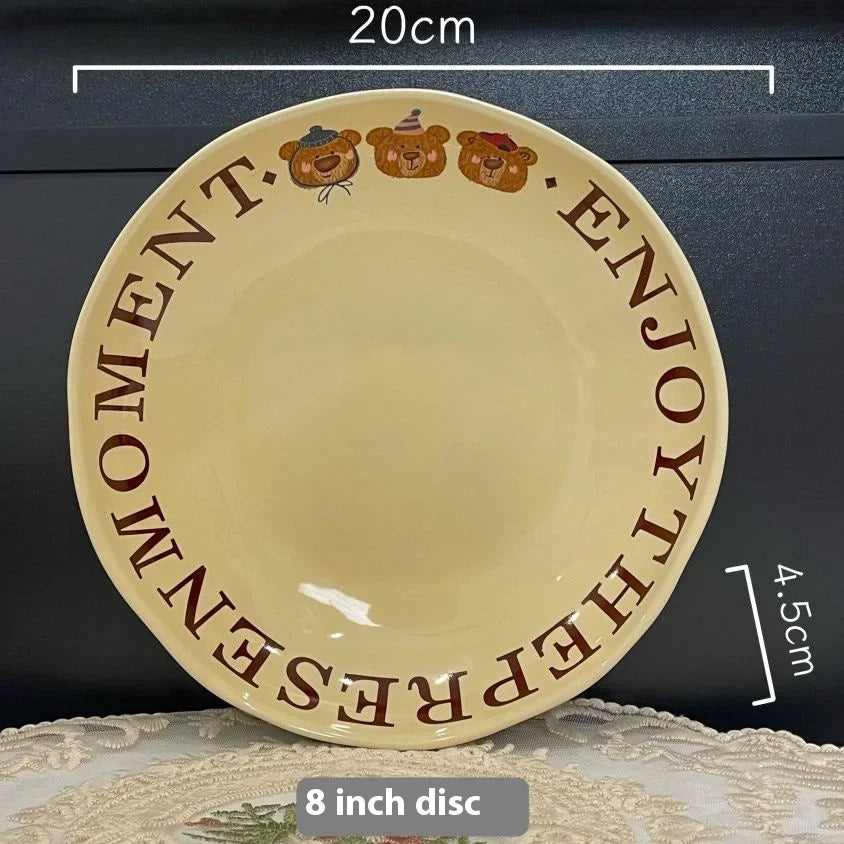 Korean Three Little Bear Cartoon Bowls - Cute Ceramic Tableware Set - ZOOMNSTORE