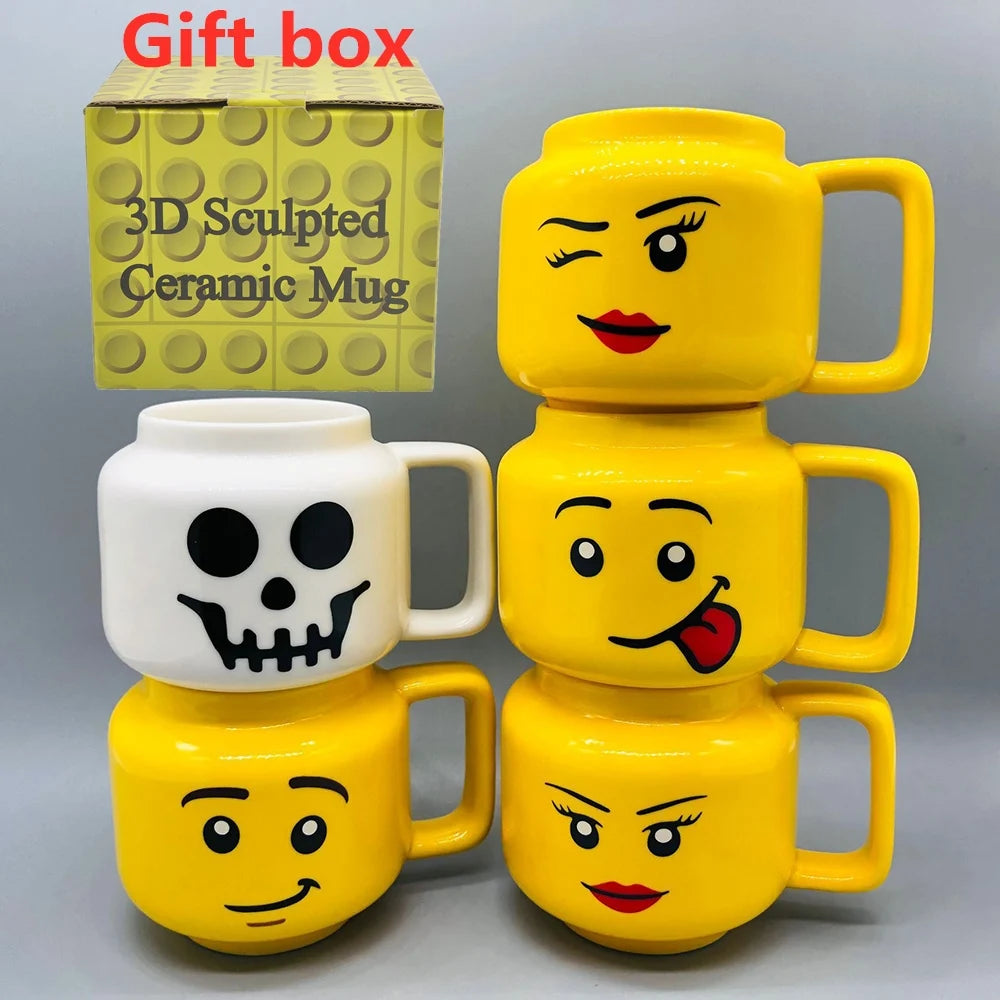 Cartoon Ceramic Mug 250ML – Cute Impish Expression Porcelain Coffee Cup - ZOOMNSTORE