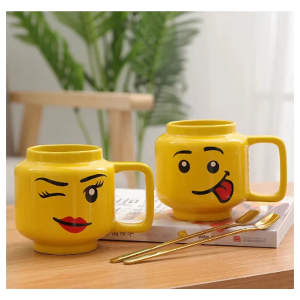 Cartoon Ceramic Mug 250ML – Cute Impish Expression Porcelain Coffee Cup - ZOOMNSTORE