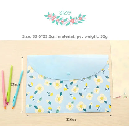 Cartoon File Bag - A4 Waterproof Document Holder With Snap Closure | Cute Portable Organizer - ZOOMNSTORE