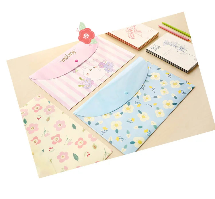 Cartoon File Bag - A4 Waterproof Document Holder With Snap Closure | Cute Portable Organizer - ZOOMNSTORE