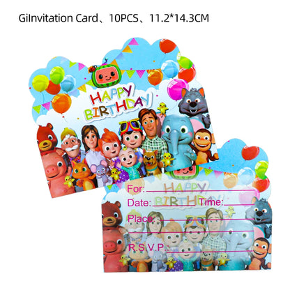 Cartoon JJ Melon Birthday Party Set - Disposable Tableware Decorations Balloons Cake Topper - ZOOMNSTORE