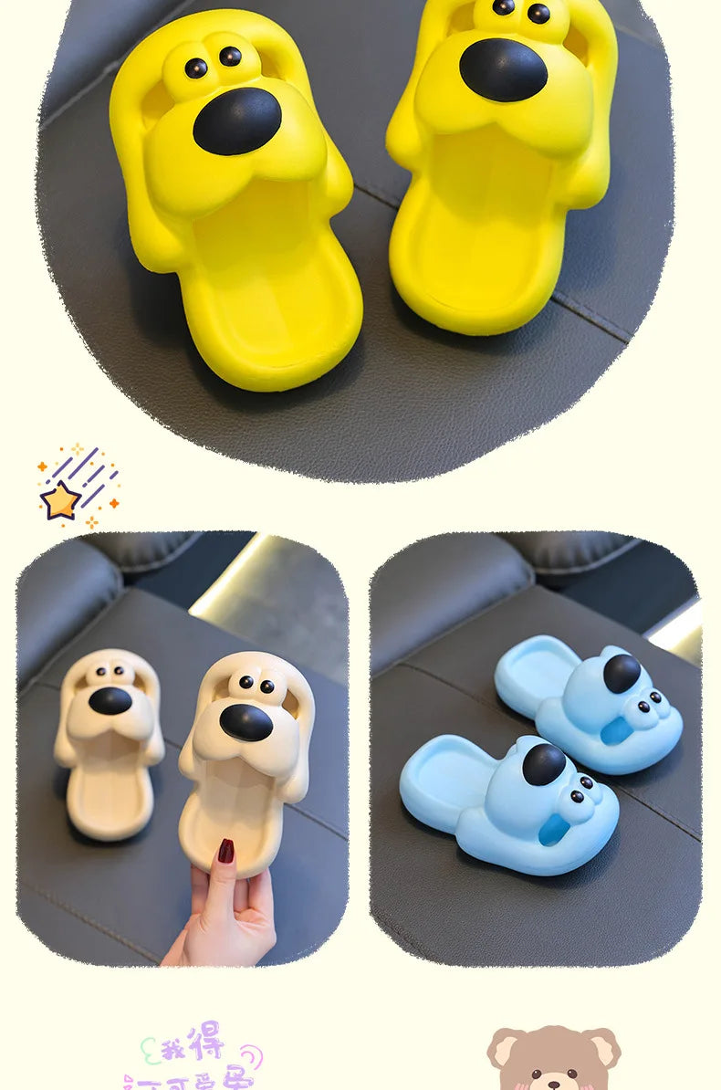 Cartoon puppy Children's Slippers Baby Indoor Flip-Flops Boys and Girls Cute Bathroom Non-slip Sense of Cloud Sandals - ZOOMNSTORE