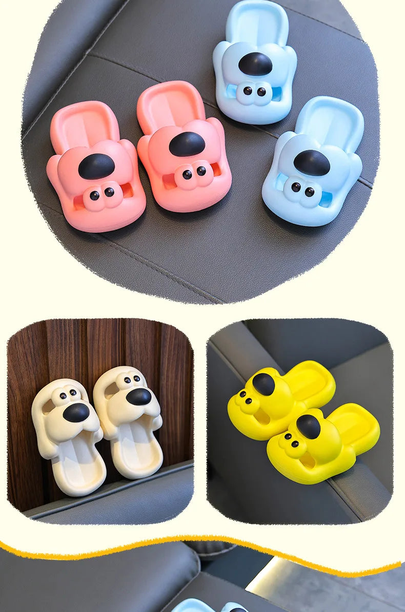 Cartoon puppy Children's Slippers Baby Indoor Flip-Flops Boys and Girls Cute Bathroom Non-slip Sense of Cloud Sandals - ZOOMNSTORE