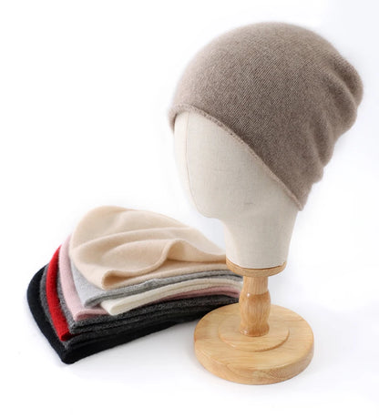 Cashmere Beanie Hat - 100% Soft Knit Winter Hat For Men & Women, Solid Color - ZOOMNSTORE