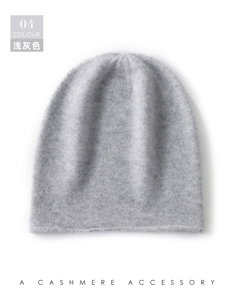 Cashmere Beanie Hat - 100% Soft Knit Winter Hat For Men & Women, Solid Color - ZOOMNSTORE