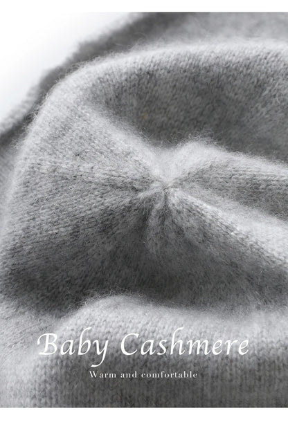 Cashmere Beanie Hat - 100% Soft Knit Winter Hat For Men & Women, Solid Color - ZOOMNSTORE